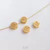 Retención de Color Fuerte Chapado en Cobre con Oro Real, Diseño Tallado Hueco Mate con las Palabras Ruyi, Xifu, Jile, Cuentas Espaciadoras, Bola de Flor Accesorios para Pulsera DIY