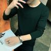 Camiseta masculina forrada de lã espessa de manga comprida gola redonda slim fit estilo coreano Camisa de base inverno cor sólida quente camiseta top
