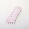 Meias finas respiráveis de cor sólida de seda gelada com cinco dedos para mulheres, para primavera e verão, meias de malha com dedos divididos aveludadas