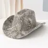 Sombrero de Jazz de Lana Nuevo de Venta Caliente Transfronterizo, Gorro de Una Línea, Sombrero de Ala Ancha, Sombrero de Fieltro, Vaquero Retro Único con Estampado de Serpiente