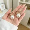 Brincos Populares Galvanizados para Mulheres, Moda de Luxo Leve, Elegantes de Alta Qualidade com Pérola em Forma de Gota, Brincos de Tarraxa Estilo Francês