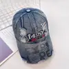 Gorra de Béisbol Bordada con Letras Oversize y Ancha para Mujer, Gorra de Mezclilla Lavada Vintage Desgastada para Adelgazar la Cara para Hombre