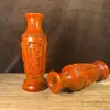 Adornos de Jarrón Tallado de Ébano para Arreglos Florales de Sala de Estar, Ciruelo, Orquídea, Bambú y Crisantemo, Artesanía de Decoración para el Hogar de Madera, Regalos para Inauguración de Casa