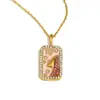 Colgante de Nicho Estilo Europeo y Americano Acero Inoxidable Chapado en Oro de 18K Aceite Goteando Lleno de Diamantes Doce Constelaciones Collar Cuadrado Colorido para Mujer