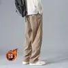 Pantalones de pana de estilo americano de moda transfronterizos para hombre, pantalones deportivos de pierna recta forrados de forro polar para otoño e invierno, pantalones casuales