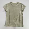 Camiseta de Manga Corta con Rayas Gruesas para Mujer, Nuevo Estilo de Verano, Top Holgado y Versátil, Adelgazante, Casual y Transpirable