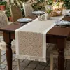Caminho de Mesa, Estoque Disponível, Jacquard Ornamental Damasco de Poliéster com Franja de Borlas, Vários Designs Disponíveis para Sala de Jantar, Casamento, Festa e Decoração de Casa, Fornecimento Direto da Fábrica