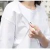 Tops de Lactancia de Manga Corta para Verano Postparto Holgados Camisetas de Lactancia de Longitud Media que Cubren los Glúteos Ropa de Lactancia de Moda para Cubrir el Vientre