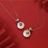 Nuevo Collar con Hebilla de Paz de Flor de Rosa Estilo Chino para Mujer, Jade Hetian Imitación, Colgante de Tendencia Nacional a la Moda, Accesorio de Cadena para Clavícula Regalo