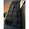 Pantalones de Cuadros Estilo Americano Corte Limpio para Hombre Primavera y Otoño Holgados de Pierna Recta Pantalones Largos Casuales Deportivos de Fitness