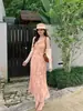 Precio Especial, Sin DevolucionesVerano Elegante Vestido con Volantes de Cintura Alta, Estampado Pura Pasión Vestido de Vacaciones para Mujer 88622