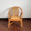 Silla de Ratán, Silla de Oficina Tejida de Ratán Natural Real, Silla de Ocio para el Hogar para Personas Mayores con Reposabrazos, Silla para Balcón Sala de Estar, Asiento Individual