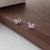 Pendientes de mariposa morada de plata de ley 999 para mujer, de alta gama, con un diseño de nicho exquisito, sencillos y elegantes.