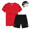 Traje Esportivo Respirável Confortável de Verão Masculino Manga Curta Shorts Futebol Casual Corrida Roupa de Duas Peças Seda Gelada 1908