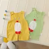 Mono de verano para bebés y niños pequeños, tejido liso, sin mangas, con hombros anchos, transpirable y absorbente del sudor.