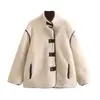 Atacado transfronteiriço da Amazon primavera 2024 novo europeu e americano blogueira com apliques fleece solto manga longa peludo casaco para mulheres