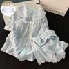 Pijama Estilo Francês com Bojo para Mulheres, Conjunto de Verão com Renda de Manga Curta, Roupa de Casa de Alto Padrão Que Pode Ser Usada Fora, Atacado Transfronteiriço