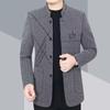Moda casaco de lã masculino 2024 novo outono e inverno gola de meia-idade casual quente jaqueta plus size casaco maré