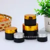 Botella de Crema Negra Sellada Botella de Vidrio Portátil para Crema Botella para Reempaque de Cosméticos Botella de Muestra de Prueba para Crema de Ojos
