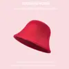 Estilo Japonés Suave Rígido Plegable Sombrero de Pescador de Lana Australiana para Mujer Otoño Invierno Moda Coreana Cálido Color Caramelo Sombrero de Cubo de Lana