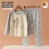 Conjunto de ropa de otoño de algodón puro Clase A para niños, ropa interior sin costuras para niños, pantalones largos de manga larga, pijama para casa para niños pequeños
