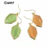 WT-E740 color Piedra Ojo de Gato hexagonal pendientes de gancho pequeños pendientes de ropa lisa para todo tipo de atuendo