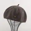 Boina grossa de lã para outono e inverno com bom caimento que faz o rosto parecer menor, chapéu de abóbora para meninas, chapéu artístico retro japonês de pintor