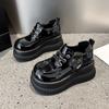 Mocasines de Suela Gruesa para Mujer Primavera 2026 Nuevos Zapatos Pequeños de Cuero Estilo Británico con Plataforma Oculta de Tacón de Cuña para Aumentar la Altura