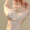 Pulsera de Perlas de Luz Natural y Aguamarina para Bebé, Pulsera de Cristal Azul Fresca y Dulce de Nicho de Verano