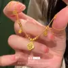 Novo Estilo Chinês Método Antigo Paz e Alegria Smoothie de Gelo Picado Colar de Cabacinha Dourada Feminino Luxo Leve Pingente da Fortuna Corrente de Clavícula Venda por Atacado
