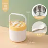 Copo Térmico para Sopa de Aço Inoxidável 304 com Tampa Colher Caixa para Mingau Portátil Manual Lancheira Selada Caneca para Leite Café da Manhã para Micro-ondas