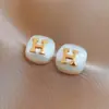 Pendientes Cuadrados Ins Estilo Coreano con Letras Cepilladas, Pendientes de Lujo Ligero de Alta Gama, Accesorios para Orejas de Moda Simples Versátiles para Mujeres