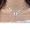 Collar con borla de mariposa y elemento de conejo de verano, diseño retro femenino de nicho, cadena de clavícula con sentido 2023, nuevo