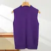 Camiseta Nueva de Primavera y Otoño 2024 con Cuello Medio Alto para Mujer, Camiseta Básica sin Mangas, Manga de Canesú, Chaleco de Punto, Top de Punto Interior