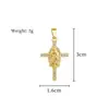 Cobre com Ouro Real Cruz Sutra da Luz Vajra Moda Cruzada DIY Joias com Zircônia de Cobre Microincrustada, Versátil e Popular