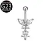 F136 Anillo para Ombligo Transfronterizo Europeo y Americano Flor de Mariposa Incrustado Zirconia Anillo para Ombligo Joyería para Piercing G23 Venta al por Mayor