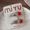 Pinza para el pelo con flequillo lateral de estrella roja dulce estilo coreano, pinza Bb para niñas, accesorio para el pelo con horquilla de cuero plateado y mezclilla