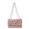 Bolsa Cruzada de Tela Ligera con Cadena para Hombro, Estilo Casual, Nueva para Primavera y Verano 2024, con Rayas, Terciopelo, Estampado Floral, Bolsa Grande para Mujer