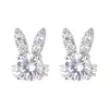 Pendientes de botón con orejas de conejo creativos distintivos estilo coreano, moda brillante, combinan con todo, nuevos pendientes de botón, regalo conmemorativo exquisito