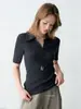 Camisa Polo de Malha de Manga Curta Estilo Old Money Francês para Mulheres, Primavera Vintage de Alta Qualidade Slim-Fit Simples Camiseta Top