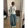Jaqueta Interna Feminina de Lã Polar, Outono e Inverno, Slim Fit, Forrada com Fleece, Espessada, Base Quente, Suéter Top