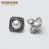 Botón de perla de metal con diamantes estilo retro Chanel para camisa de mujer, suéter, botón para cárdigan de punto de cachemira