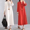 Vestido de lino y algodón de talla grande para mujer, otoño e invierno, nuevo, holgado, bordado, estilo Mori, retro, estilo étnico, manga larga, midi de lino