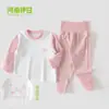 Conjunto de ropa de otoño e invierno para bebés niños y niñas, conjunto de dos piezas de ropa de casa de cintura alta que protege la barriga, ropa interior para bebés