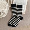 Calcetines de lana para niños, otoño e invierno, gruesos, a rayas, de longitud media, modernos, vintage, para combinar con todo, cálidos para invierno.
