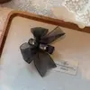 Coreia do Sul grampo de cabelo laço de gaze preta de alta qualidade temperamento doce clipe lateral clipe de franja clipe bico de pato com strass