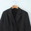 Comercio Exterior Transfronterizo Ropa de Mujer Otoño 2025 Estilo Europeo y Americano Chaqueta Blazer de Manga Larga con Volantes de Raya Fina para Mujer C525073