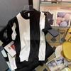 Verano Nueva Moda Estilo Coreano Casual Costuras Rayas Camiseta de Manga Corta para Hombre Holgada Ancha Cuello Redondo Manga Media