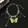 Collar de Bambú con Borla de Mariposa Verde Manzana Fresco de Moda Piedra Ojo de Gato Diseño de Nicho Femenino Collar de Personalidad de Alta Calidad