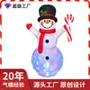 Decoraciones Inflables Navideñas para Fiesta en Patio Exterior Adornos Luces de Escenario Giratorias Muñeco de Nieve Navideño Barra de Dulces